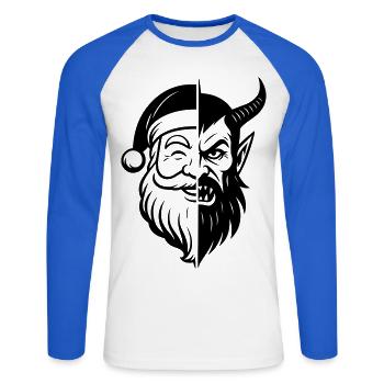 Weihnachtsmann und Weihnachtsmann Peitscher - Unisex Baseballshirt langarm - Weiß/Royalblau - Vorne - Nik (191cm)