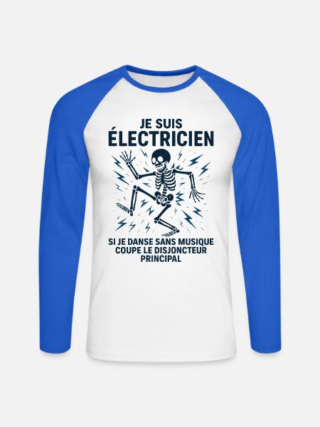 Elektriker-Mann-Humor – Ich bin Elektriker - Unisex Baseballshirt langarm - Weiß/Royalblau