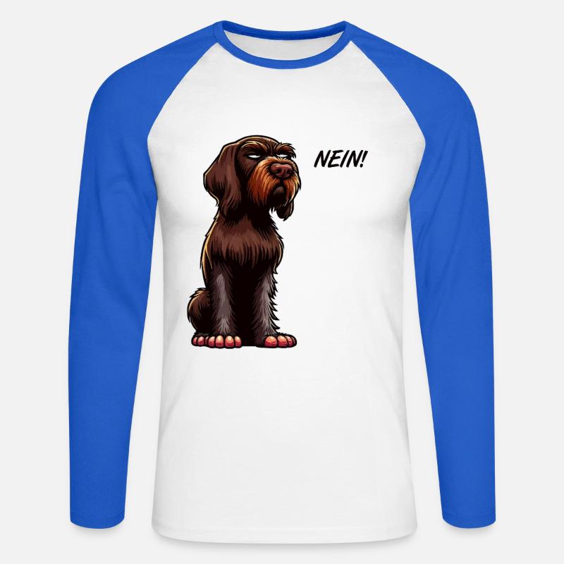 Nein Deutsch Drahthaar Deutsch-Drahthaar Besitzer - Unisex Baseballshirt langarm - Weiß/Royalblau