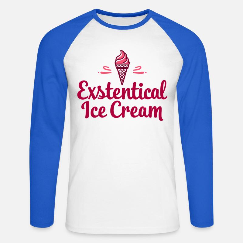Existenzielle Eiscreme Lustiger Spruch Eis Waffel - Unisex Baseballshirt langarm - Weiß/Royalblau