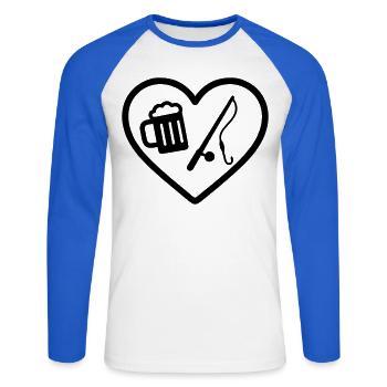 Heart Peach Beer - Unisex Baseballshirt langarm - Weiß/Royalblau - Vorne - Nik (191cm)