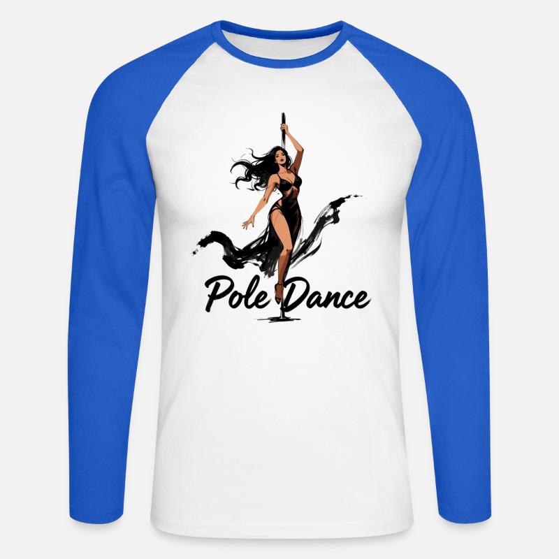 Pole Dance Poledancerin ästhetisch Geschenk - Unisex Baseballshirt langarm - Weiß/Royalblau
