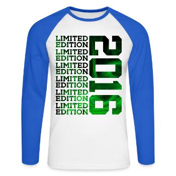 ÉDITION LIMITÉE 2016 10 ANS 10E ANNIVERSAIRE - T-shirt baseball manches longues Homme - blanc/bleu royal - Devant - Nik (191cm)