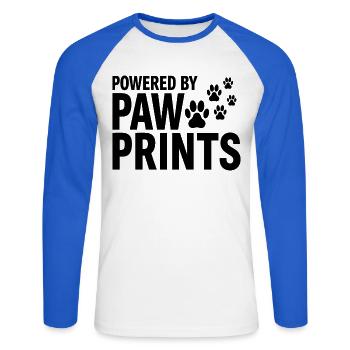 Powered By Paw Prints Dog Love Statement - Unisex Long Sleeve Baseball T-Shirt - white/royal blue - Front - Nik (191cm)