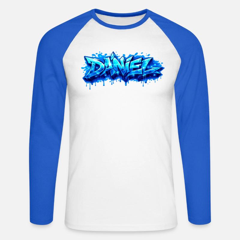 Graffiti DANIEL Name Geschenk Ideal druckbar - Unisex Baseballshirt langarm - Weiß/Royalblau