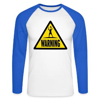 Avertissement Sportif Basket-ball Signal d’avertissement - T-shirt baseball manches longues Homme - blanc/bleu royal - Devant - Nik (191cm)