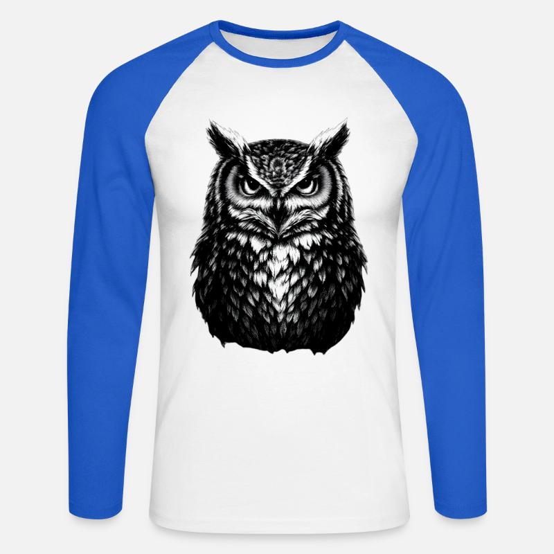 Mystische Eule Nachttier Weisheit Symbol - Unisex Baseballshirt langarm - Weiß/Royalblau