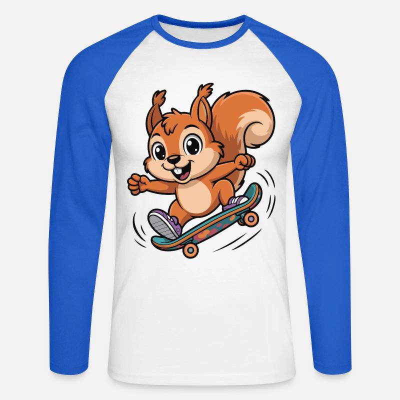 Skate-Eichhörnchen Sprinter - Unisex Baseballshirt langarm - Weiß/Royalblau