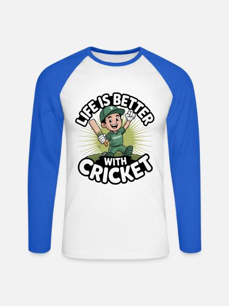 Lustiges Kricket Spruch Vintage Cricket Spiel - Unisex Baseballshirt langarm - Weiß/Royalblau