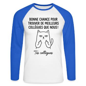 Leaving colleague work new job good luck - Unisex Long Sleeve Baseball T-Shirt - white/royal blue - Front - Nik (191cm)