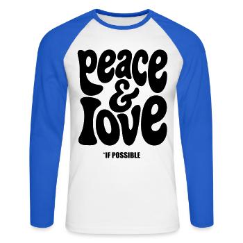 PEACE LOVE #1 - let's talk - Unisex Long Sleeve Baseball T-Shirt - white/royal blue - Front - Nik (191cm)