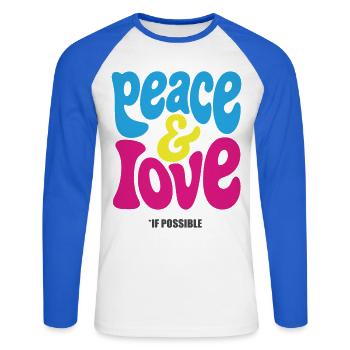 PEACE LOVE #4 - let's talk - Unisex Long Sleeve Baseball T-Shirt - white/royal blue - Front - Nik (191cm)