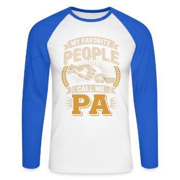 Daddy LoveMy favorite people call me Daddy - Unisex Long Sleeve Baseball T-Shirt - white/royal blue - Front - Nik (191cm)