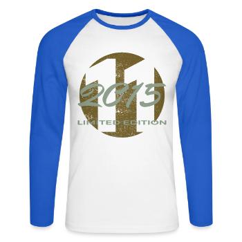 Cadeau garçons et filles pour le 11e anniversaire 2015 - T-shirt baseball manches longues Homme - blanc/bleu royal - Devant - Nik (191cm)