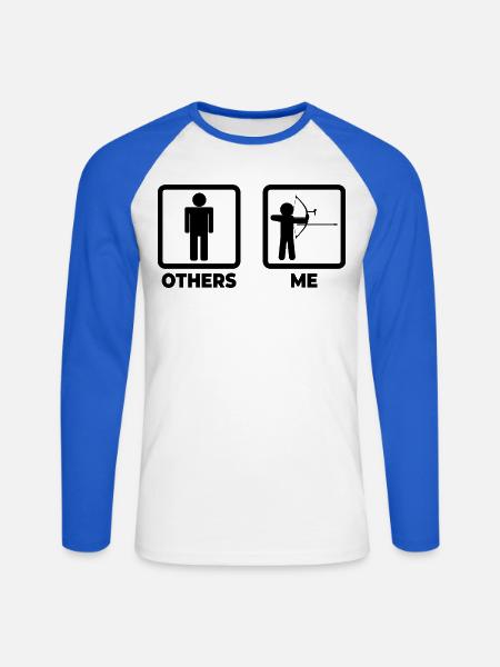 Funny archer - Unisex Long Sleeve Baseball T-Shirt - white/royal blue