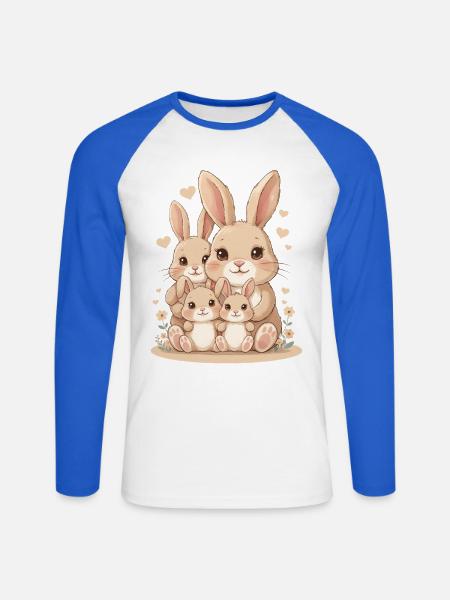Kuschelhase Familienliebe - Unisex Baseballshirt langarm - Weiß/Royalblau