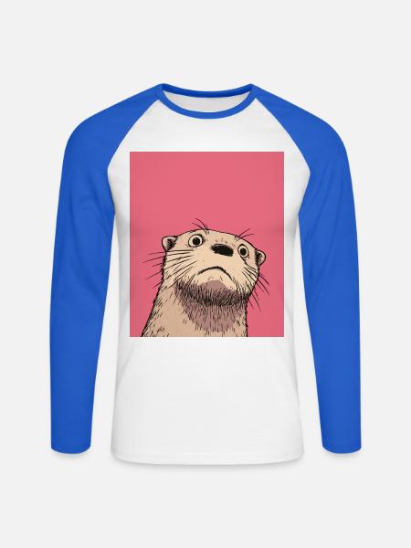 Urteilende Otter-Illustration – Lustige Tierkunst D - Unisex Baseballshirt langarm - Weiß/Royalblau