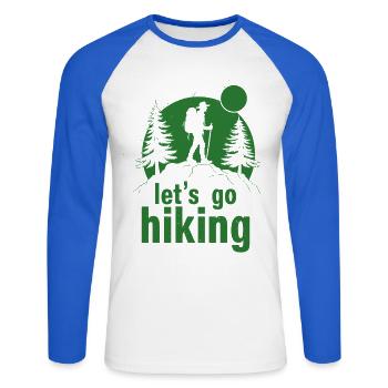 Let's go hiking mountaineer hiker silhouette - Unisex Long Sleeve Baseball T-Shirt - white/royal blue - Front - Nik (191cm)