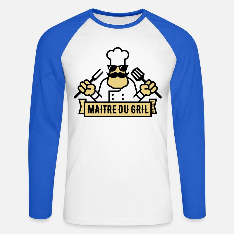 Grill Master (Grill / BBQ / BBQ / 3C) - Unisex Baseballshirt langarm - Weiß/Royalblau