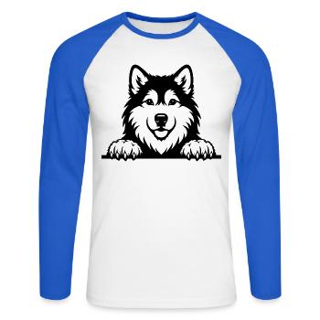 Alaskan Malamute puppy black - Unisex Long Sleeve Baseball T-Shirt - white/royal blue - Front - Nik (191cm)