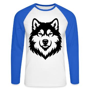 Alaskan Malamute schwaz - Unisex Long Sleeve Baseball T-Shirt - white/royal blue - Front - Nik (191cm)