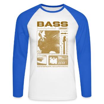 Bassgitarrenliebhaber Bassist Streetwear - Unisex Baseballshirt langarm - Weiß/Royalblau - Vorne - Nik (191cm)