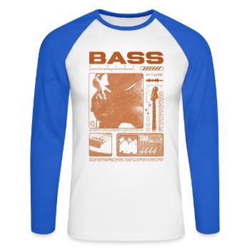 Bassgitarrenliebhaber Bassist Streetwear - Unisex Baseballshirt langarm - Weiß/Royalblau - Vorne - Nik (191cm)
