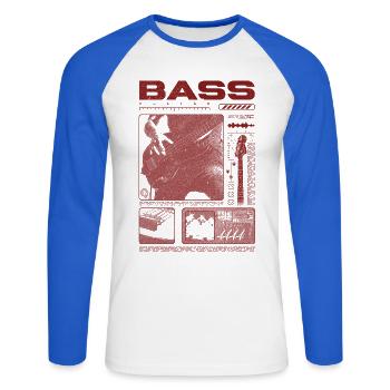 Bassgitarrenliebhaber Bassist Streetwear - Unisex Baseballshirt langarm - Weiß/Royalblau - Vorne - Nik (191cm)