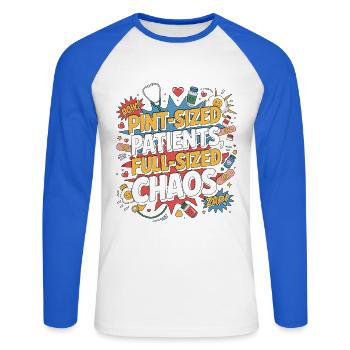 Pediatric Nurse Pint-Sized Patients Children Nurse - Unisex Baseballshirt langarm - Weiß/Royalblau - Vorne - Nik (191cm)