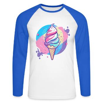 eiscreme - Unisex Long Sleeve Baseball T-Shirt - white/royal blue - Front - Nik (191cm)