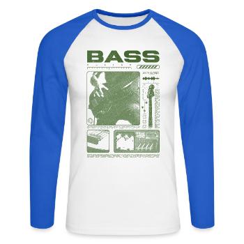 Bassgitarrenliebhaber Bassist Streetwear - Unisex Baseballshirt langarm - Weiß/Royalblau - Vorne - Nik (191cm)
