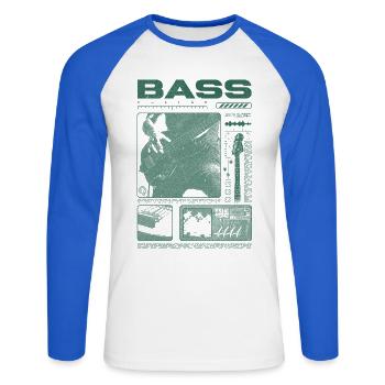 Bassgitarrenliebhaber Bassist Streetwear - Unisex Baseballshirt langarm - Weiß/Royalblau - Vorne - Nik (191cm)