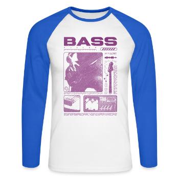 Bassgitarrenliebhaber Bassist Streetwear - Unisex Baseballshirt langarm - Weiß/Royalblau - Vorne - Nik (191cm)
