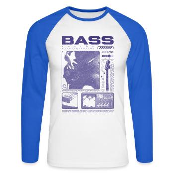 Bassgitarrenliebhaber Bassist Streetwear - Unisex Baseballshirt langarm - Weiß/Royalblau - Vorne - Nik (191cm)