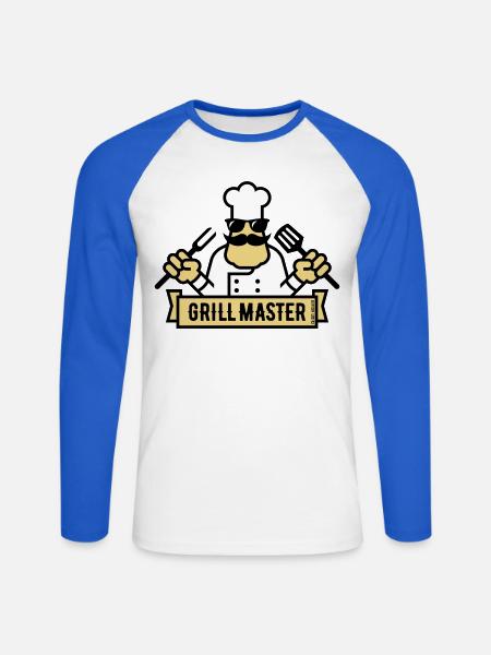 Grill Master (Grilling / Barbecue / BBQ / 3C) - Unisex Long Sleeve Baseball T-Shirt - white/royal blue