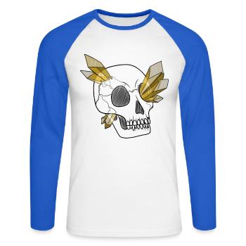 Crâne de Cristal - Humain (par Leni Riosa) - T-shirt baseball manches longues Homme - blanc/bleu royal - Devant - Nik (191cm)