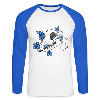 Kristallschädel - Canidae (von Leni Riosa) - Unisex Baseballshirt langarm - Weiß/Royalblau - Vorne - Nik (191cm)