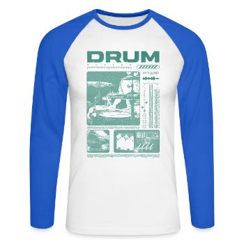 Batteur rock Drumplayer Streetwear - T-shirt baseball manches longues Homme - blanc/bleu royal - Devant - Nik (191cm)