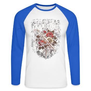 Dark Romance Booktok Tell Me I'm A Good Girl - Unisex Long Sleeve Baseball T-Shirt - white/royal blue - Front - Nik (191cm)