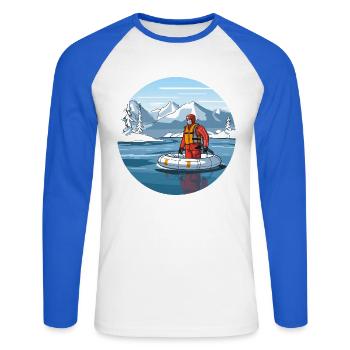 Sortie de sauvetage alpin dans le lac de glace - T-shirt baseball manches longues Homme - blanc/bleu royal - Devant - Nik (191cm)
