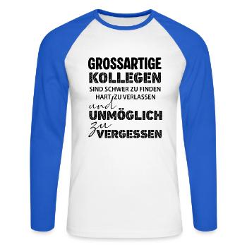 Bons collègues, difficile à trouver un emploi, adieu - T-shirt baseball manches longues Homme - blanc/bleu royal - Devant - Nik (191cm)