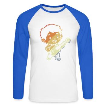 Little Banjoist Comic - Unisex Long Sleeve Baseball T-Shirt - white/royal blue - Front - Nik (191cm)