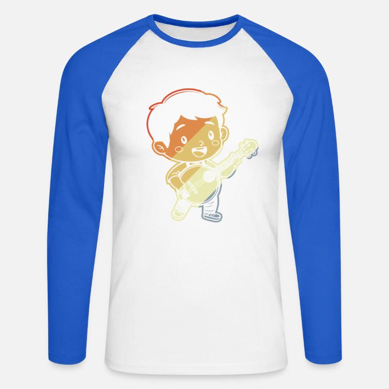 Kleiner Banjoist Comic - Unisex Baseballshirt langarm - Weiß/Royalblau