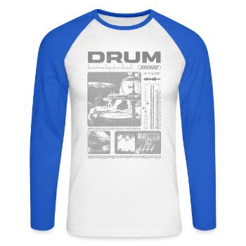 Batteur rock Drumplayer Streetwear - T-shirt baseball manches longues Homme - blanc/bleu royal - Devant - Nik (191cm)