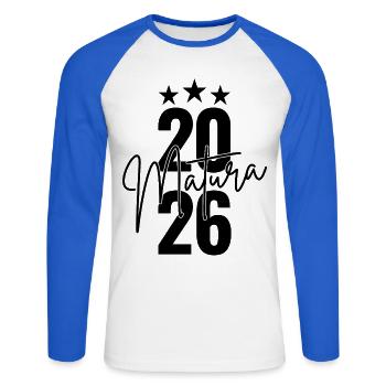 Matura 2026 - Unisex Long Sleeve Baseball T-Shirt - white/royal blue - Front - Nik (191cm)