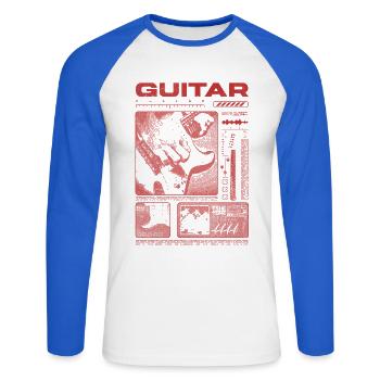 Guitariste Guitariste Rock Musicien streetwear - T-shirt baseball manches longues Homme - blanc/bleu royal - Devant - Nik (191cm)