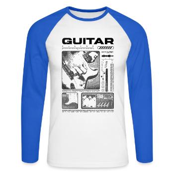Guitar Player Rock Guitarist Streetwear Musician - Unisex Long Sleeve Baseball T-Shirt - white/royal blue - Front - Nik (191cm)