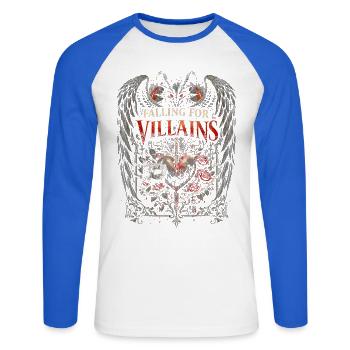 Dark Romance Booktok In Love With The Villain - Unisex Long Sleeve Baseball T-Shirt - white/royal blue - Front - Nik (191cm)