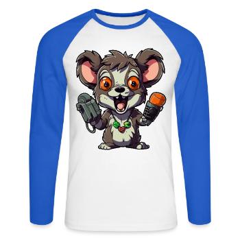 Chibi Rat Microphone Combo - Unisex Long Sleeve Baseball T-Shirt - white/royal blue - Front - Nik (191cm)