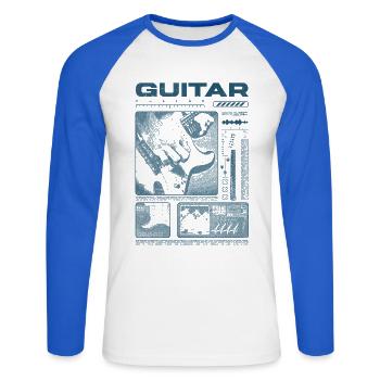 Guitar Player Rock Guitarist Streetwear Musician - Unisex Long Sleeve Baseball T-Shirt - white/royal blue - Front - Nik (191cm)